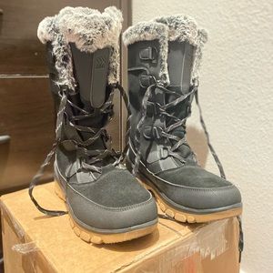 All In Motion Faux Suede Faux Fur Lined Lace-Up Boots - Size 9